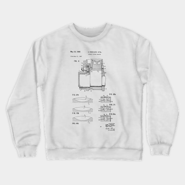 Rotary Pistol Engine Vintage Patent Hand Drawing Crewneck Sweatshirt by TheYoungDesigns